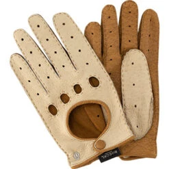 Roeckl Autofahrer-Handschuhe, Peccaryleder, Creme-hellbraun