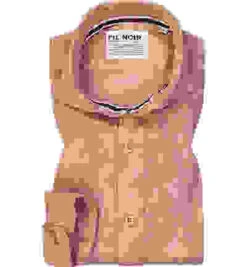 Hemd, Shaped Fit, Reines Leinen CO2-Neutral, Aprikot Gemustert -Maenner Mode Haus  388496 norm 1