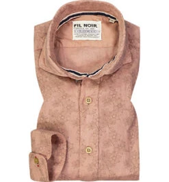 Hemd, Shaped Fit, Reines Leinen CO2-Neutral, Aprikot Gemustert