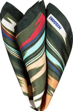 Missoni Einstecktuch, Seide, Dunkelgrün-cognac