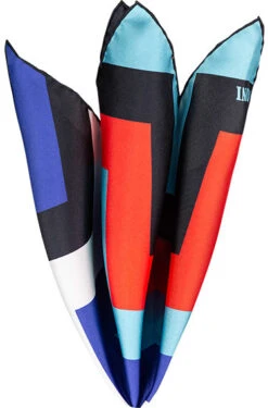 Missoni Einstecktuch, Seide, Blau-rot-schwarz
