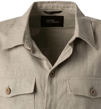 Oscar Jacobson Overshirt, Reines Leinen, Beige 6 Oscar Jacobson Overshirt, Reines Leinen, Beige – Bild 4