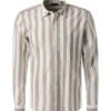 Strellson Hemd, Baumwoll-Leinen, Taupe-weiß Gestreift -Maenner Mode Haus  392582 norm