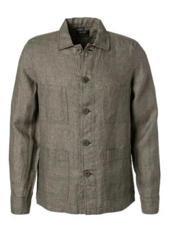 Overshirt, Tailored Fit, Reines Leinen, Olivgrün