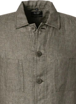 Overshirt, Tailored Fit, Reines Leinen, Olivgrün -Maenner Mode Haus  394164 norm3