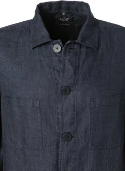 Overshirt, Tailored Fit, Reines Leinen, Nachtblau -Maenner Mode Haus  394165 norm3