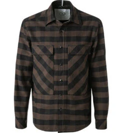 Bogner Overshirt, Baumwolle Gefüttert, Dunkelbraun-schwarz Kariert