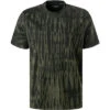 Marc O'Polo T-Shirt, Bio Baumwolle, Dunkelgrün Gemustert -Maenner Mode Haus  394965 norm
