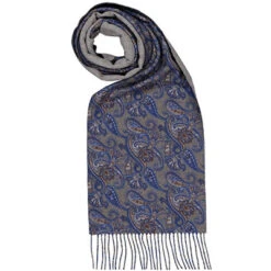 Schal, Wolle, Grau-blau Paisley