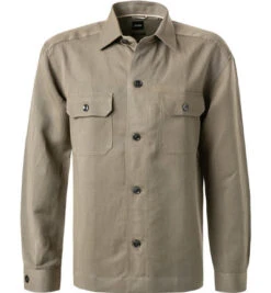 Boss Overshirt, Relaxed Fit, Leinen, Grün