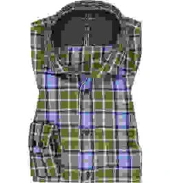 OLYMP Hemd, Modern Fit, Baumwolle, Olivgrün Kariert -Maenner Mode Haus  396552 norm 1