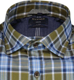 OLYMP Hemd, Modern Fit, Baumwolle, Olivgrün Kariert -Maenner Mode Haus  396552 norm2