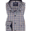 OLYMP Hemd, Modern Fit, Baumwolle, Extra Langer Arm, Braun-blau Kariert