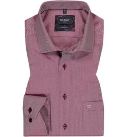 OLYMP Hemd, Modern Fit, Baumwolle, Extra Langer Arm, Granat Meliert
