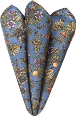 Einstecktuch, Seide, Blau-grün Gemustert