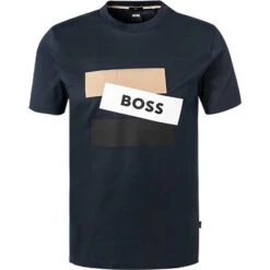 Boss T-Shirt, Slim Fit, Baumwolle, Dunkelblau