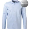OLYMP Hemd, Modern Fit, Jersey Geruchshemmend, Blau-weiß Gemustert -Maenner Mode Haus  397406 norm