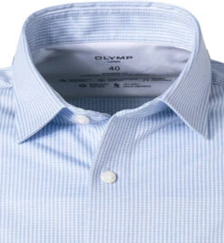 OLYMP Hemd, Modern Fit, Jersey Geruchshemmend, Blau-weiß Gemustert -Maenner Mode Haus  397406 norm2