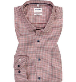 OLYMP Hemd, Body Fit, Baumwolle, Rot Kariert