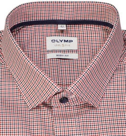 OLYMP Hemd, Body Fit, Baumwolle, Rot Kariert -Maenner Mode Haus  397561 norm2