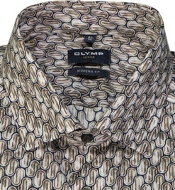 OLYMP Hemd, Modern Fit, Baumwolle, Braun Gemustert -Maenner Mode Haus  397586 norm2