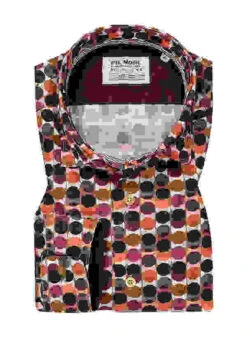 Hemd, Shaped Fit, Baumwolle CO2-Neutral, Weinrot Gemustert -Maenner Mode Haus  398252 norm 1