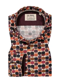 Hemd, Shaped Fit, Baumwolle CO2-Neutral, Weinrot Gemustert