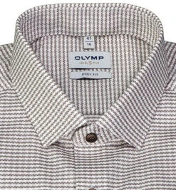 OLYMP Hemd, Body Fit, Baumwoll-Stretch, Braun Gestreift -Maenner Mode Haus  398519 norm2