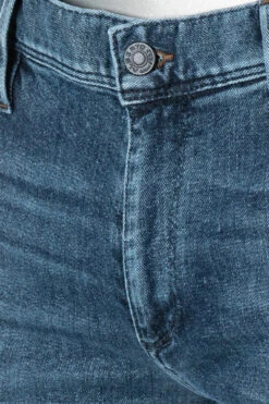 Alberto Jeans Robin, Tapered Fit, Bio Baumwoll-Stretch 10oz, Dunkelblau -Maenner Mode Haus  398567 norm4