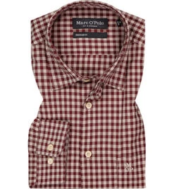 Marc O'Polo Hemd, Regular Fit, Bio Baumwolle, Aubergine Kariert