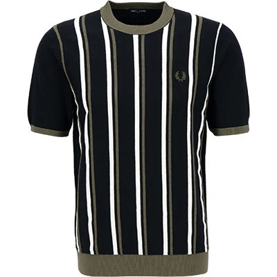 Fred Perry T-Shirt, Baumwolle, Schwarz-olivgrün Gestreift 3 Fred Perry T-Shirt, Baumwolle, Schwarz-olivgrün Gestreift