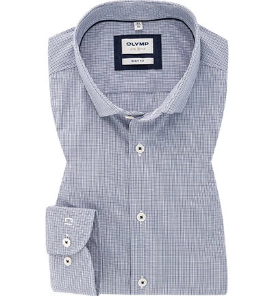 OLYMP Hemd, Body Fit, Baumwoll-Stretch, Extra Langer Arm, Marineblau Kariert 3 OLYMP Hemd, Body Fit, Baumwoll-Stretch, Extra Langer Arm, Marineblau Kariert