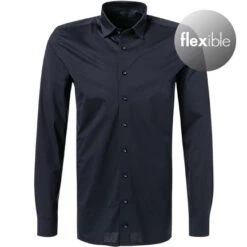 OLYMP Hemd, Modern Fit, Jersey Geruchshemmend, Extra Langer Arm, Marine