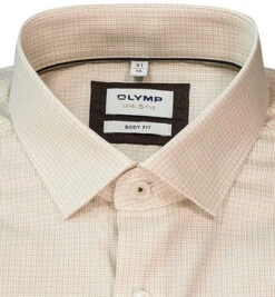 OLYMP Hemd, Body Fit, Baumwoll-Stretch, Natur Kariert -Maenner Mode Haus  400258 norm2