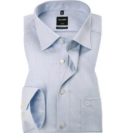 OLYMP Hemd, Modern Fit, Baumwolle, Extra Langer Arm, Blau-weiß Gestreift