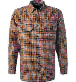 Marc O'Polo Overshirt, Relaxed Fit, Bio Baumwolle, Orange-grün Kariert -Maenner Mode Haus  400310 norm 1