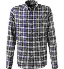 Bugatti Hemd, Modern Fit, Flanell, Dunkelblau Kariert -Maenner Mode Haus  400809 norm 1