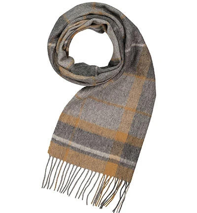 Bugatti Schal, Wolle-Kaschmir, Grau-ocker Kariert 3 Bugatti Schal, Wolle-Kaschmir, Grau-ocker Kariert
