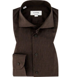 ETON Hemd, Contemporary Fit, Baumwolle, Braun