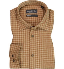 Marc O'Polo Hemd, Regular Fit, Bio Baumwolle, Sand Kariert