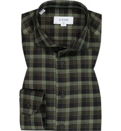 ETON Hemd, Slim Fit, Baumwolle, Dunkelgrün Kariert
