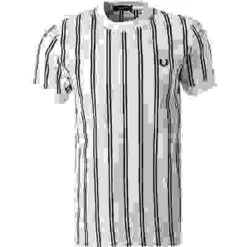 Fred Perry T-Shirt, Baumwolle, Weiß-schwarz Gestreift -Maenner Mode Haus  402875 norm 1