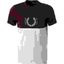 Fred Perry T-Shirt, Baumwolle, Bordeaux-ecru -Maenner Mode Haus  402880 norm 1