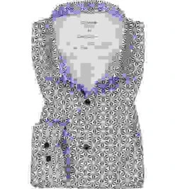 OLYMP Hemd, Body Fit, Baumwoll-Stretch Geruchshemmend, Bleu Gemustert -Maenner Mode Haus  403503 norm 1