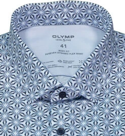 OLYMP Hemd, Body Fit, Baumwoll-Stretch Geruchshemmend, Bleu Gemustert -Maenner Mode Haus  403503 norm2