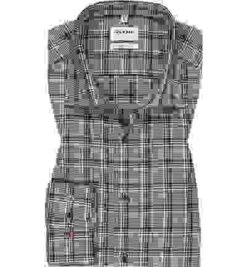 OLYMP Hemd, Body Fit, Baumwoll-Stretch, Braun-schwarz Kariert -Maenner Mode Haus  403505 norm 1