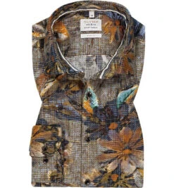 OLYMP Hemd, Body Fit, Baumwolle, Messing Gemustert