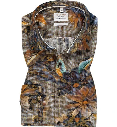 OLYMP Hemd, Body Fit, Baumwolle, Messing Gemustert 3 OLYMP Hemd, Body Fit, Baumwolle, Messing Gemustert