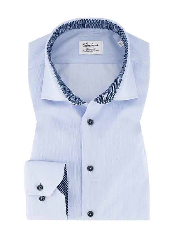 Stenströms Hemd, Fitted Body, Baumwolle, Hellblau Gestreift 3 Stenströms Hemd, Fitted Body, Baumwolle, Hellblau Gestreift