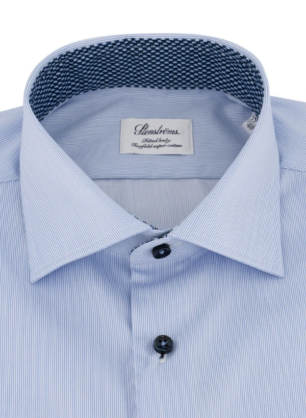 Stenströms Hemd, Fitted Body, Baumwolle, Hellblau Gestreift 4 Stenströms Hemd, Fitted Body, Baumwolle, Hellblau Gestreift – Bild 2